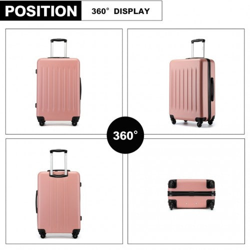Kono Durable 24 Inch Lightweight ABS Vertical Textured Check - in Suitcase with Secure 3 - Digit Lock - Nude
