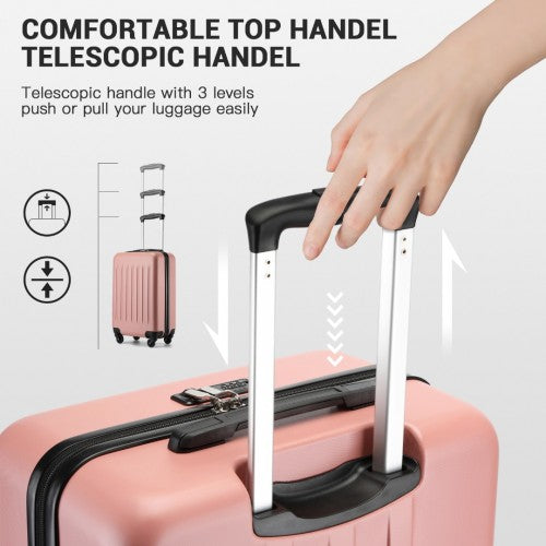 Kono Durable 24 Inch Lightweight ABS Vertical Textured Check - in Suitcase with Secure 3 - Digit Lock - Nude