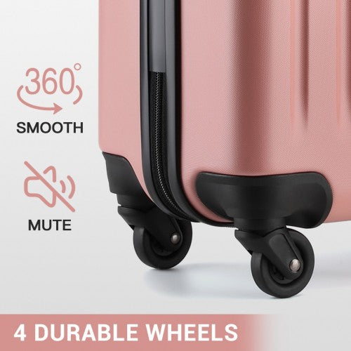 Kono Durable 24 Inch Lightweight ABS Vertical Textured Check - in Suitcase with Secure 3 - Digit Lock - Nude