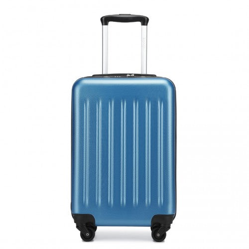 Kono Durable 20 Inch Lightweight ABS Vertical Textured Carry - On Suitcase with Secure 3 - Digit Lock - Navy