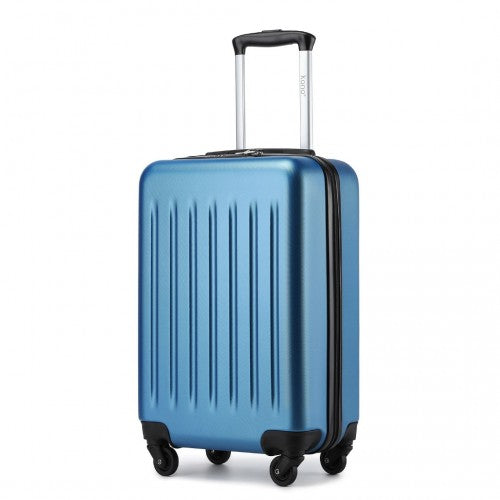 Kono Durable 20 Inch Lightweight ABS Vertical Textured Carry - On Suitcase with Secure 3 - Digit Lock - Navy