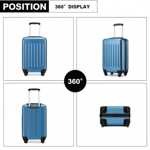 Kono Durable 20 Inch Lightweight ABS Vertical Textured Carry - On Suitcase with Secure 3 - Digit Lock - Navy