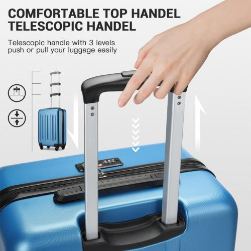 Kono Durable 28 Inch Expandable ABS Vertical Textured Hard Shell Suitcase with Secure 3 - Digit Lock - Navy