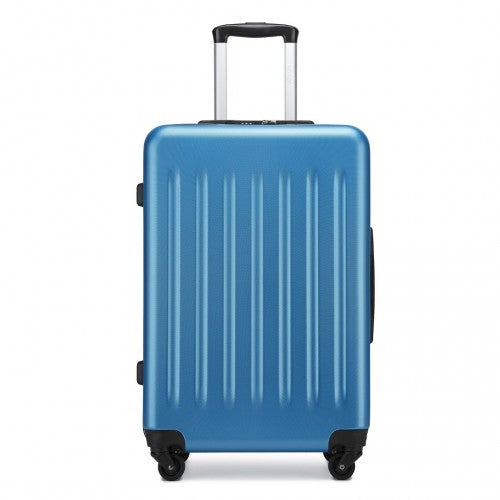 Kono Durable 24 Inch Lightweight ABS Vertical Textured Check - in Suitcase with Secure 3 - Digit Lock - Navy