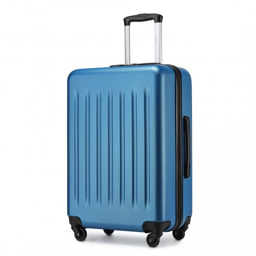 Kono Durable 24 Inch Lightweight ABS Vertical Textured Check - in Suitcase with Secure 3 - Digit Lock - Navy