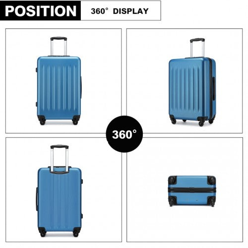 Kono Durable 24 Inch Lightweight ABS Vertical Textured Check - in Suitcase with Secure 3 - Digit Lock - Navy