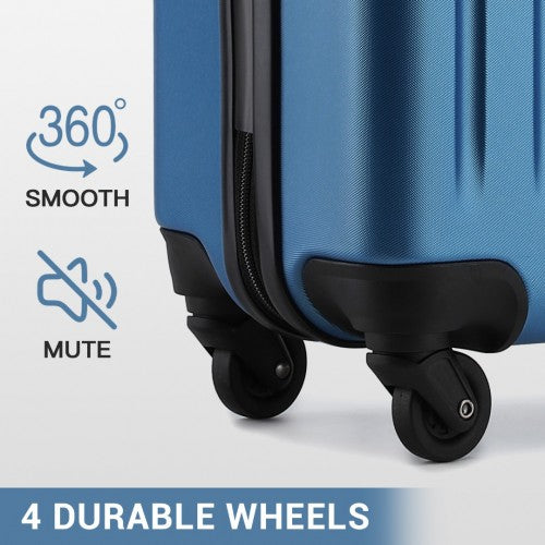 Kono Durable 28 Inch Expandable ABS Vertical Textured Hard Shell Suitcase with Secure 3 - Digit Lock - Navy