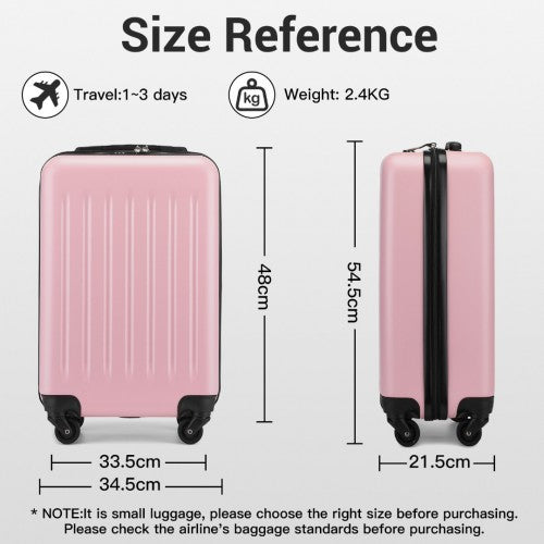 Kono Durable 20 Inch Lightweight ABS Vertical Textured Carry - On Suitcase with Secure 3 - Digit Lock - Pink