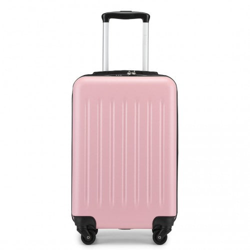 Kono Durable 20 Inch Lightweight ABS Vertical Textured Carry - On Suitcase with Secure 3 - Digit Lock - Pink