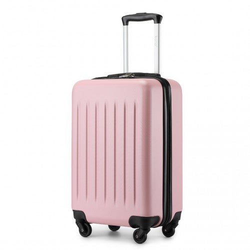 Kono Durable 20 Inch Lightweight ABS Vertical Textured Carry - On Suitcase with Secure 3 - Digit Lock - Pink