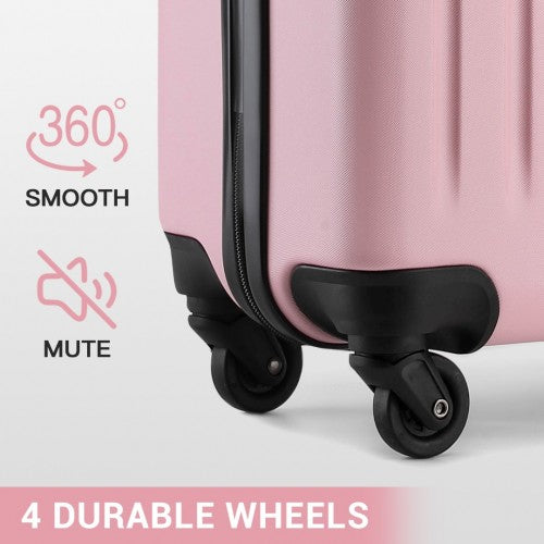 Kono Durable 20 Inch Lightweight ABS Vertical Textured Carry - On Suitcase with Secure 3 - Digit Lock - Pink