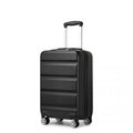 Kono 19 Inch Stylish Horizontal Engraved Hard Shell ABS+PC Cabin Carry - On Suitcase with TSA Lock - Black