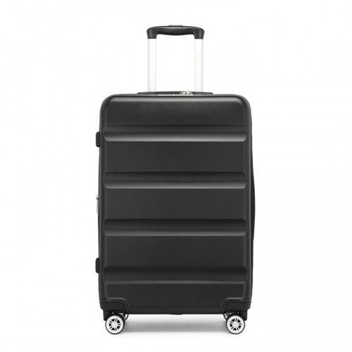 Kono 24 Inch Expandable Horizontal Engraved Hard Shell ABS+PC Check - In Suitcase with TSA Lock - Black