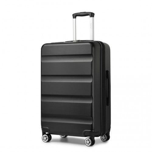 Kono 24 Inch Expandable Horizontal Engraved Hard Shell ABS+PC Check - In Suitcase with TSA Lock - Black
