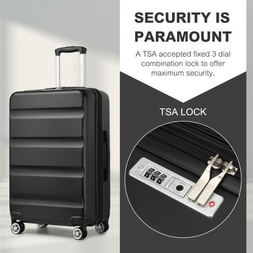 Kono 24 Inch Expandable Horizontal Engraved Hard Shell ABS+PC Check - In Suitcase with TSA Lock - Black