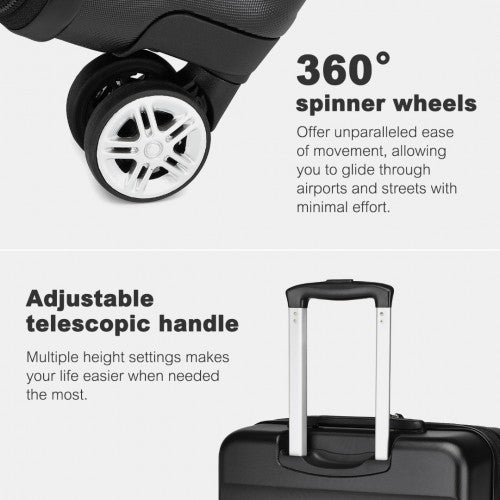 Kono 24 Inch Expandable Horizontal Engraved Hard Shell ABS+PC Check - In Suitcase with TSA Lock - Black