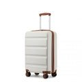 Kono 19 Inch Stylish Horizontal Engraved Hard Shell ABS+PC Cabin Carry - On Suitcase with TSA Lock - Cream