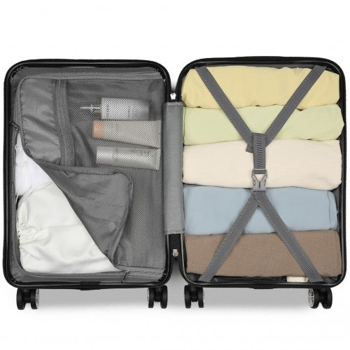Kono 19 Inch Stylish Horizontal Engraved Hard Shell ABS+PC Cabin Carry - On Suitcase with TSA Lock - Gold
