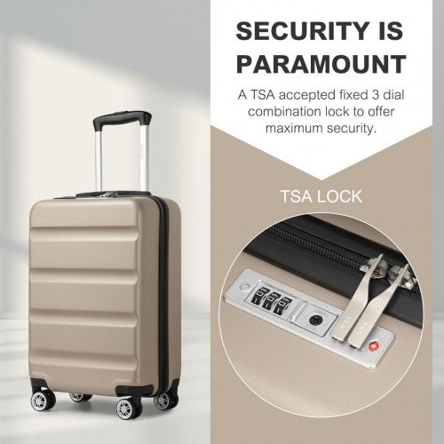 Kono 19 Inch Stylish Horizontal Engraved Hard Shell ABS+PC Cabin Carry - On Suitcase with TSA Lock - Gold