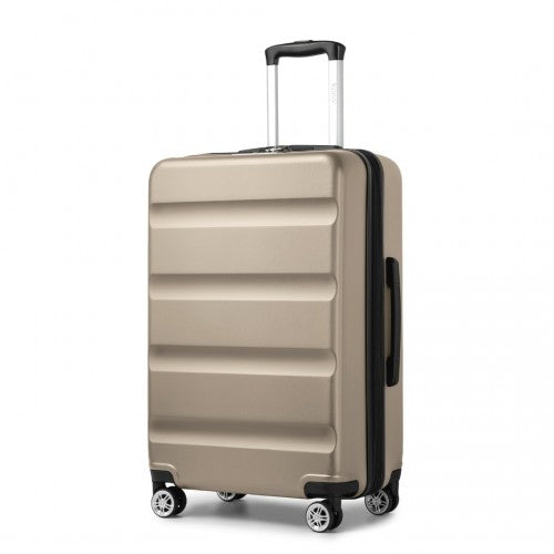 Kono 24 Inch Expandable Horizontal Engraved Hard Shell ABS+PC Check - In Suitcase with TSA Lock - Gold