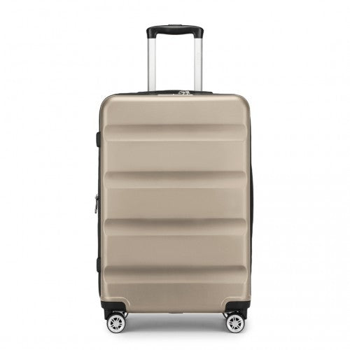 Kono 24 Inch Expandable Horizontal Engraved Hard Shell ABS+PC Check - In Suitcase with TSA Lock - Gold