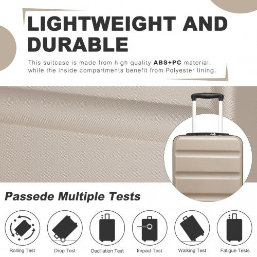 Kono 24 Inch Expandable Horizontal Engraved Hard Shell ABS+PC Check - In Suitcase with TSA Lock - Gold