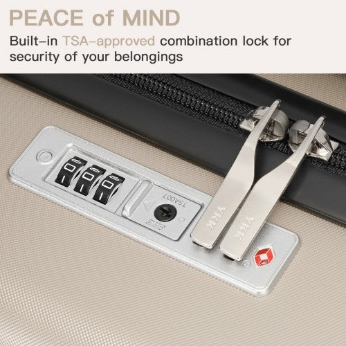 Kono 28 Inch Expandable Horizontal Engraved Hard Shell ABS+PC Check - In Suitcase with TSA Lock - Gold