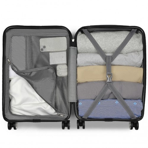 Kono 24 Inch Expandable Horizontal Engraved Hard Shell ABS+PC Check - In Suitcase with TSA Lock - Grey