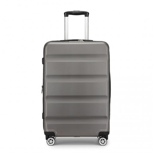 Kono 24 Inch Expandable Horizontal Engraved Hard Shell ABS+PC Check - In Suitcase with TSA Lock - Grey