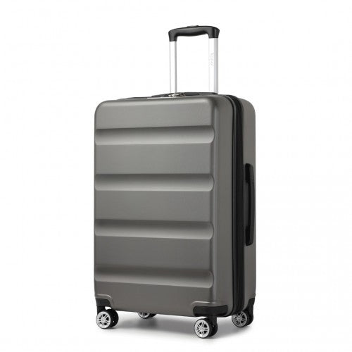 Kono 24 Inch Expandable Horizontal Engraved Hard Shell ABS+PC Check - In Suitcase with TSA Lock - Grey