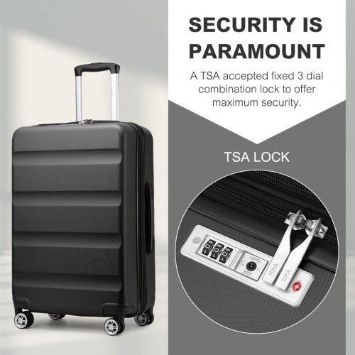Kono 24 Inch Expandable Horizontal Engraved Hard Shell ABS+PC Check - In Suitcase with TSA Lock - Grey