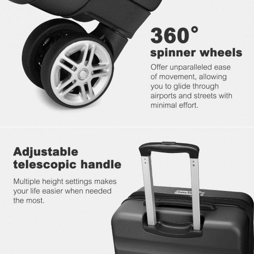 Kono 24 Inch Expandable Horizontal Engraved Hard Shell ABS+PC Check - In Suitcase with TSA Lock - Grey
