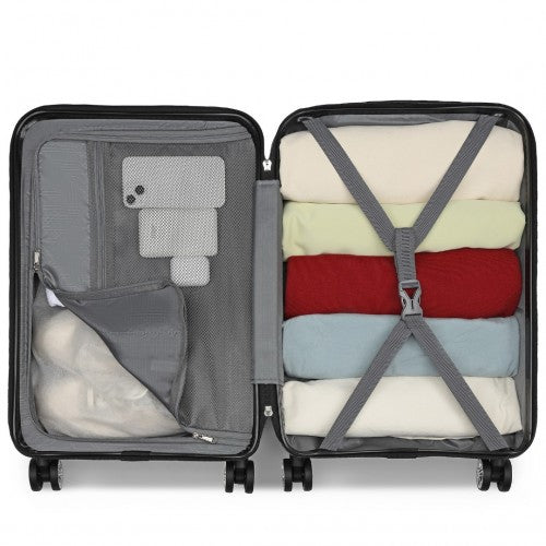 Kono 19 Inch Stylish Horizontal Engraved Hard Shell ABS+PC Cabin Carry - On Suitcase with TSA Lock - Nude