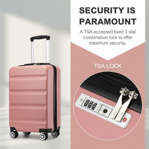 Kono 19 Inch Stylish Horizontal Engraved Hard Shell ABS+PC Cabin Carry - On Suitcase with TSA Lock - Nude