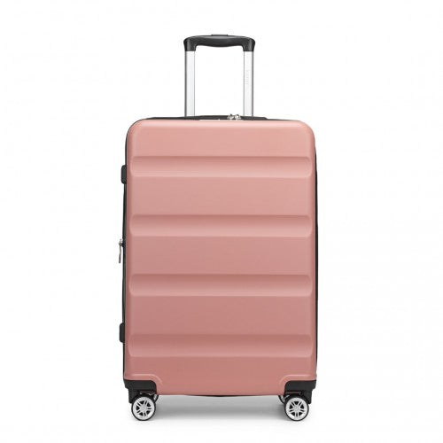 Kono 28 Inch Expandable Horizontal Engraved Hard Shell ABS+PC Check - In Suitcase with TSA Lock - Nude