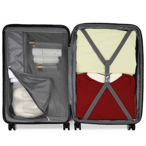 Kono 24 Inch Expandable Horizontal Engraved Hard Shell ABS+PC Check - In Suitcase with TSA Lock - Nude