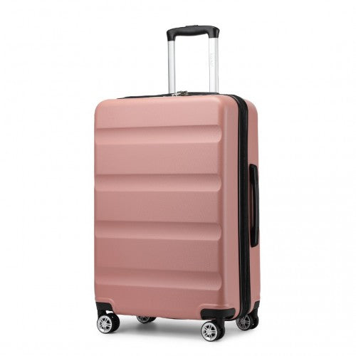 Kono 24 Inch Expandable Horizontal Engraved Hard Shell ABS+PC Check - In Suitcase with TSA Lock - Nude