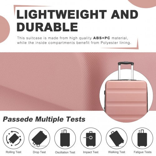 Kono 24 Inch Expandable Horizontal Engraved Hard Shell ABS+PC Check - In Suitcase with TSA Lock - Nude
