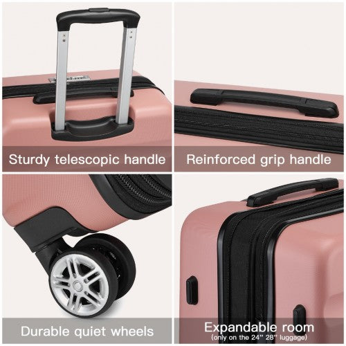 Kono 28 Inch Expandable Horizontal Engraved Hard Shell ABS+PC Check - In Suitcase with TSA Lock - Nude