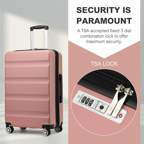 Kono 24 Inch Expandable Horizontal Engraved Hard Shell ABS+PC Check - In Suitcase with TSA Lock - Nude