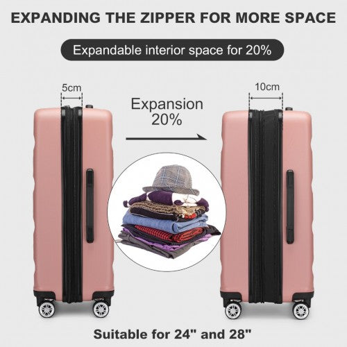 Kono 28 Inch Expandable Horizontal Engraved Hard Shell ABS+PC Check - In Suitcase with TSA Lock - Nude