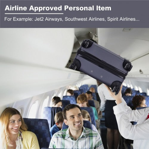 Kono 19 Inch Stylish Horizontal Engraved Hard Shell ABS+PC Cabin Carry - On Suitcase with TSA Lock - Navy