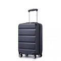 Kono 19 Inch Stylish Horizontal Engraved Hard Shell ABS+PC Cabin Carry - On Suitcase with TSA Lock - Navy