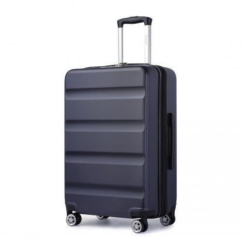 Kono 24 Inch Expandable Horizontal Engraved Hard Shell ABS+PC Check - In Suitcase with TSA Lock - Navy