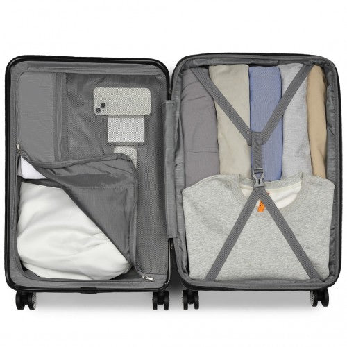 Kono 24 Inch Expandable Horizontal Engraved Hard Shell ABS+PC Check - In Suitcase with TSA Lock - Navy