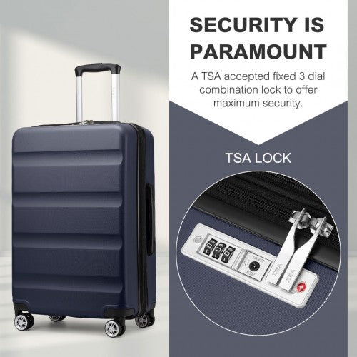 Kono 28 Inch Expandable Horizontal Engraved Hard Shell ABS+PC Check - In Suitcase with TSA Lock - Navy