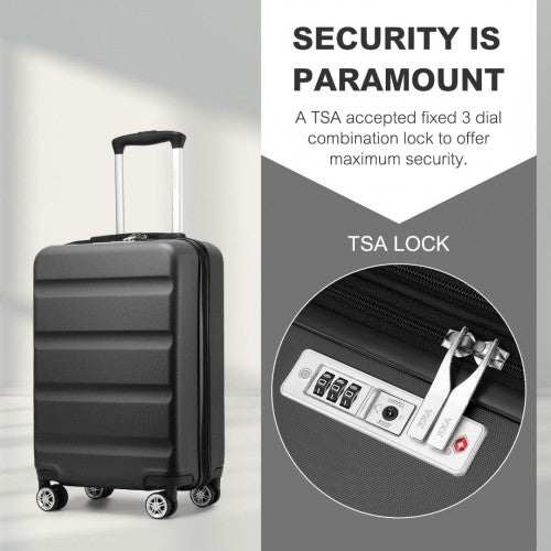 Kono 19 Inch Stylish Horizontal Engraved Hard Shell ABS+PC Cabin Carry - On Suitcase with TSA Lock - Grey