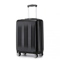 Kono 20 Inch Sleek Striped Carry - On Suitcase Durable ABS+PC Luggage With Four Spinner Wheels And TSA Lock Perfect for Travel - Black