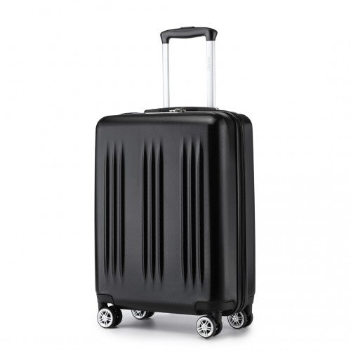 Kono 20 Inch Sleek Striped Carry - On Suitcase Durable ABS+PC Luggage With Four Spinner Wheels And TSA Lock Perfect for Travel - Black