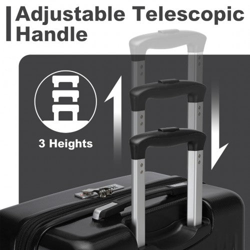 Kono 20 Inch Sleek Striped Carry - On Suitcase Durable ABS+PC Luggage With Four Spinner Wheels And TSA Lock Perfect for Travel - Black